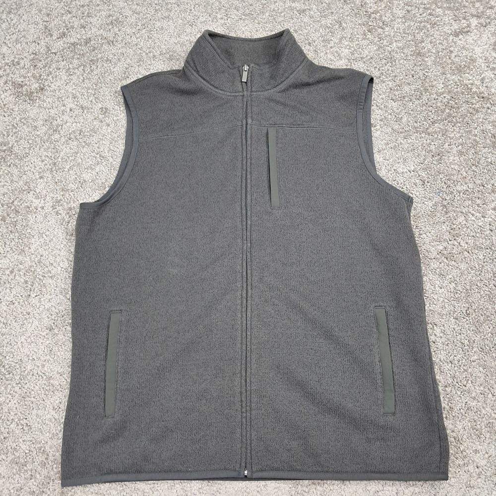Sonoma Goods For Life Womens Large Charcoal Grey Full Zip Fleece Vest Mock Neck